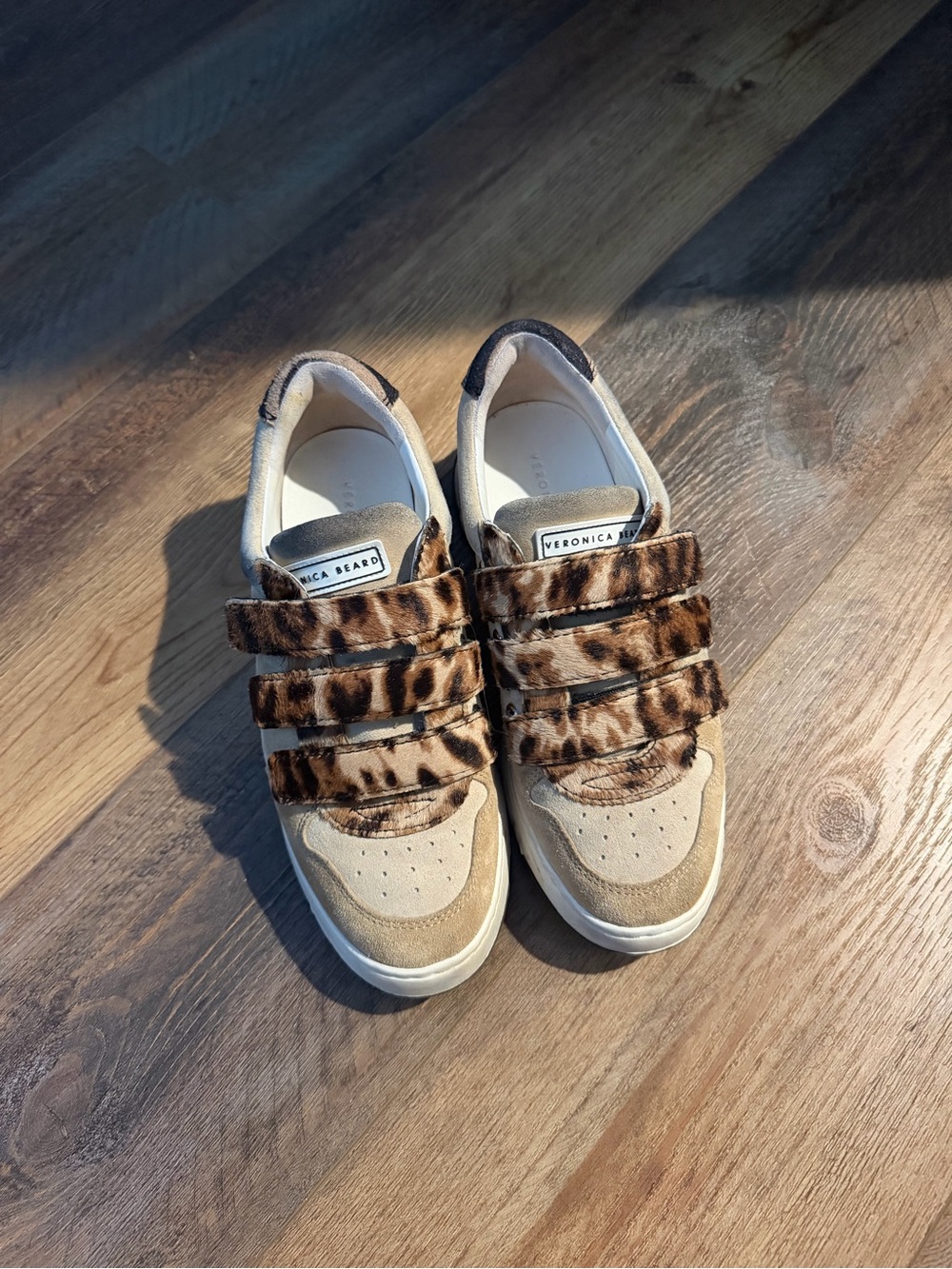 Veronica Beard Beige Sneakers with Leopard Straps